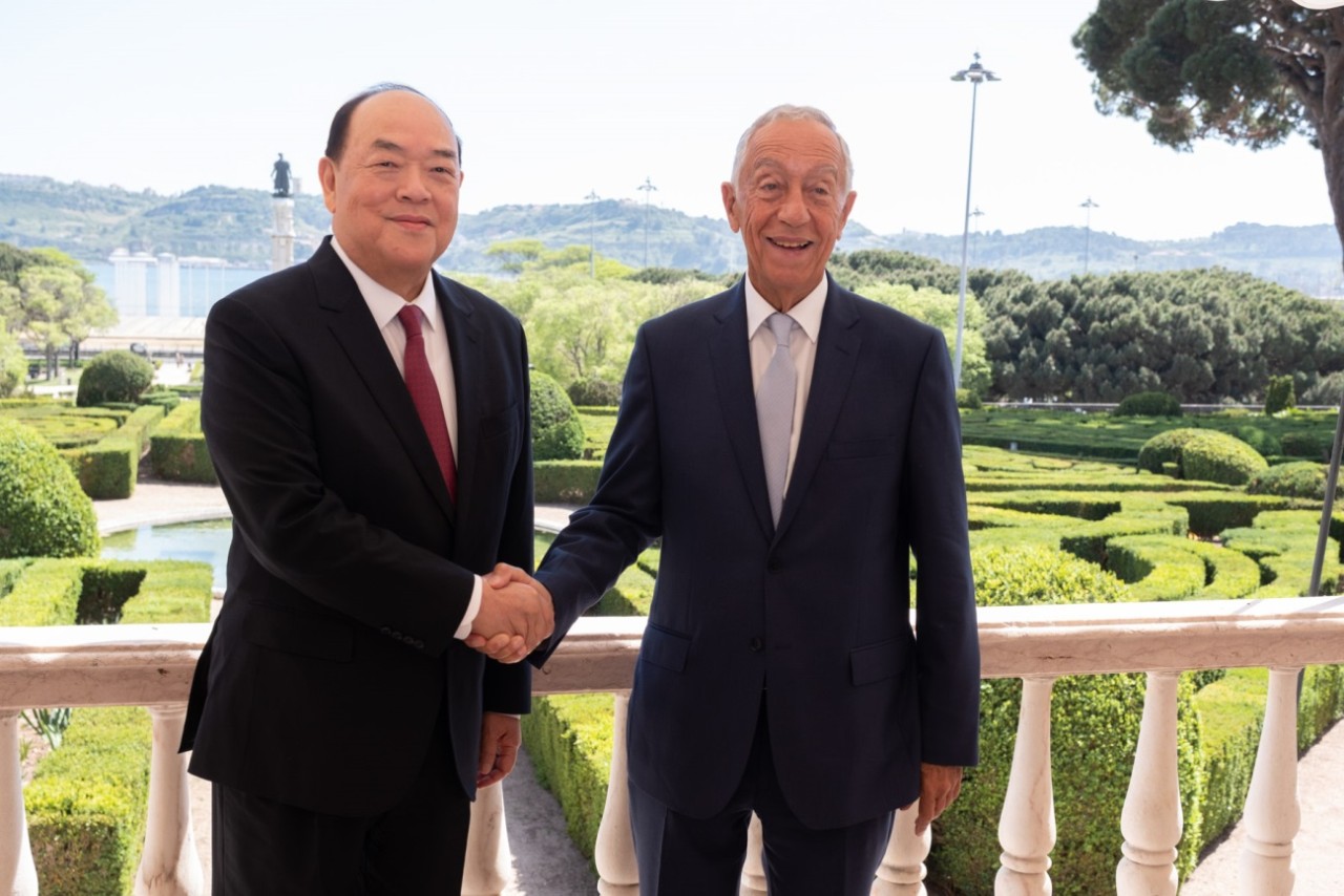 Encontro entre o Chefe do Executivo da RAEM, Ho Iat Seng, e o Presidente da República Portuguesa, Marcelo Rebelo de Sousa