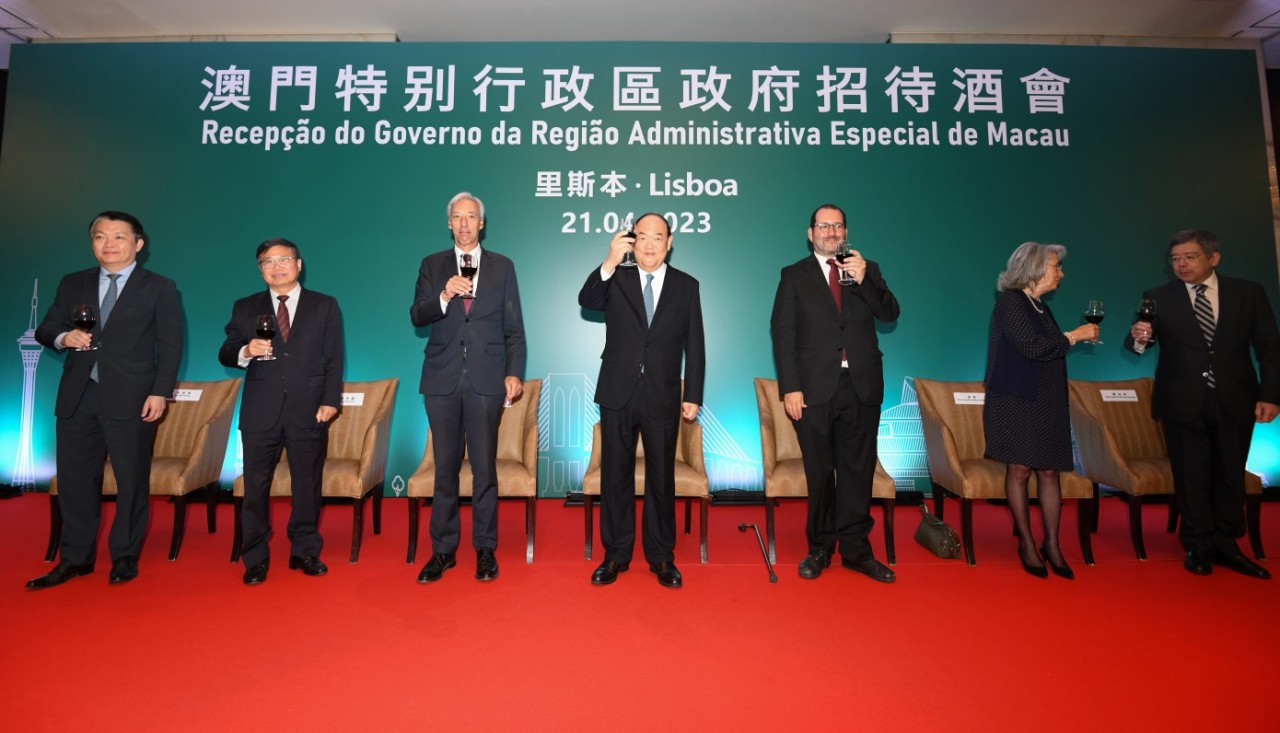 O Chefe do Executivo, Ho Iat Seng, na recepção oferecida pelo Governo da Região Administrativa Especial de Macau (RAEM) em Lisboa